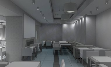 Kafe içi görselleştirme, 3D çizim çizimi 