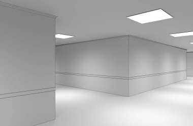 3d iç görüntü koridoru