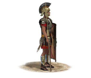 Beyaz arka planda savaşçının 3D çizimi