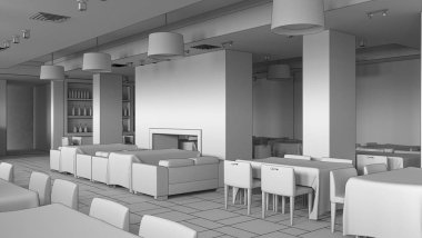 Kafe içi görselleştirme, 3D çizim çizimi 