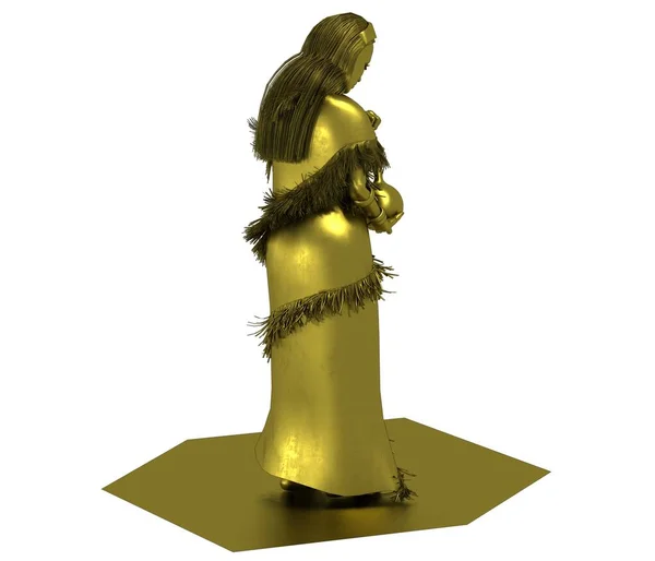 Ouro Mágico Mulher Modelo Segurando Bulbo Fundo Branco — Fotografia de Stock