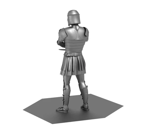 Model Rzymskiego Wojownika Mieczem Białym Tle — Zdjęcie stockowe