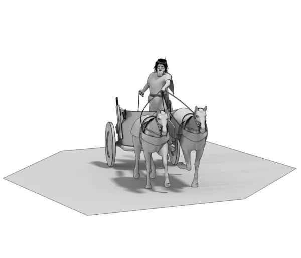 Grey Model Chariot Warrior White Background — Stock Photo, Image