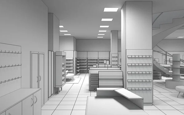 Clothes Store Interior Visualization Illustration — Stock Photo, Image