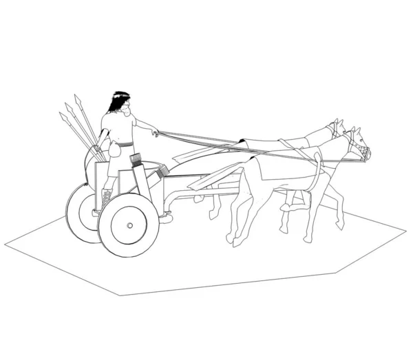 Skizze Eines Streitwagens Mit Krieger Auf Weißem Hintergrund — Stockfoto