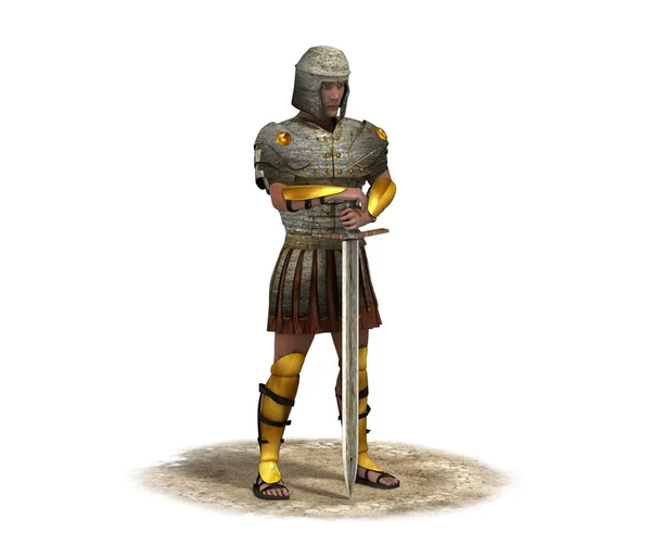 Color Illustration Rome Warrior White Background — Stock Photo, Image