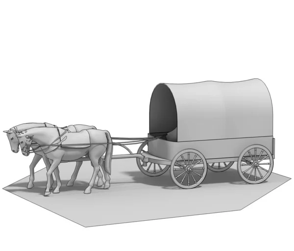 3Dイラスト Stagecoach White Background — ストック写真