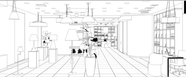 Lined Scheme Interior Visualization Clothes Store Illustration — Stock Photo, Image