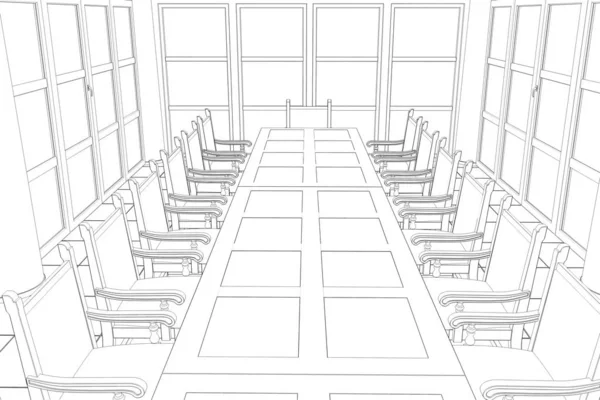 Contour Visualization Conference Room Interior Illustration Sketch Outline — Stock Photo, Image