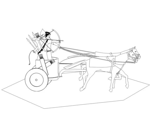 Sketch Model Chariot Two Warriors White Background — Stock Photo, Image