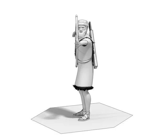 Сіра Модель Стародавнього Лучника Білому Тлі — стокове фото