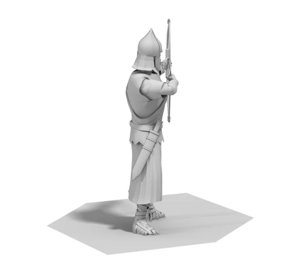 白を背景にした戦士の3Dイラスト — ストック写真