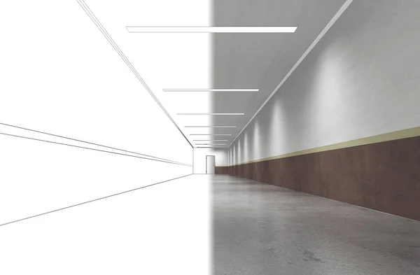 3d corridor interior illustration