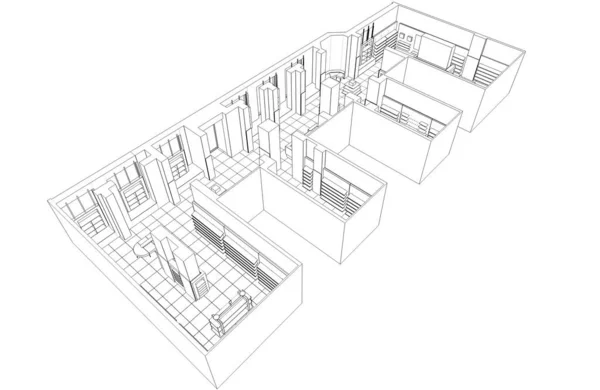 Armazene Visualização Interiores Ilustração — Fotografia de Stock