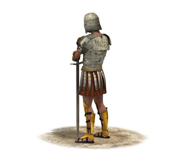 Beyaz Arka Planda Roma Savaşçısının Renk Çizimi — Stok fotoğraf