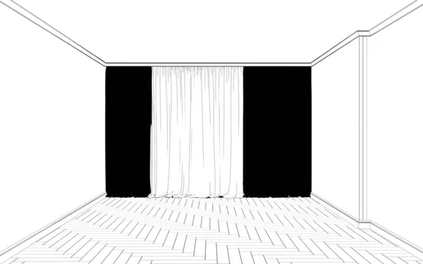 Vista Interior Sala Vazia Ilustração — Fotografia de Stock