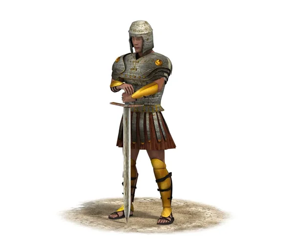 Триколірна Ілюстрація Римського Воїна Білому Тлі — стокове фото