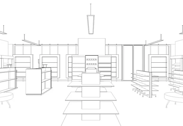 Illustration Store Interior Isolated Background — Stock Photo, Image