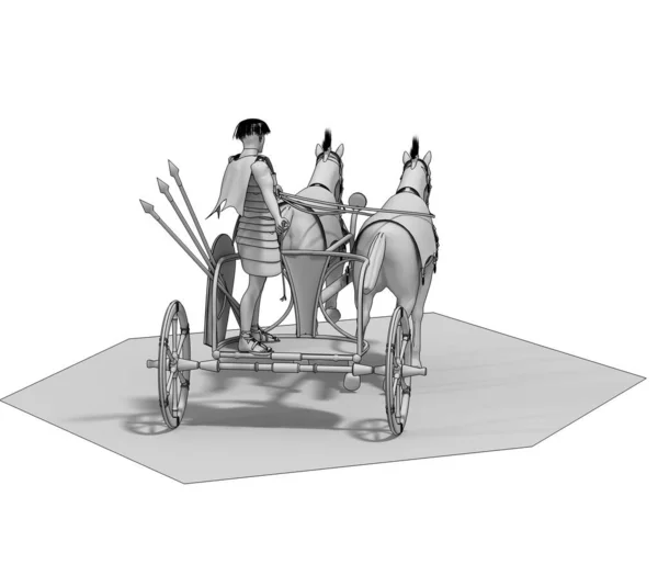 Model Chariot Warrior White Background — Stock Photo, Image