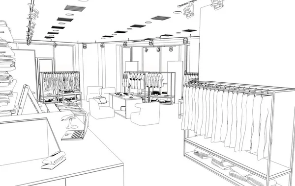 Tienda Blanco Negro Interior Ilustración — Foto de Stock