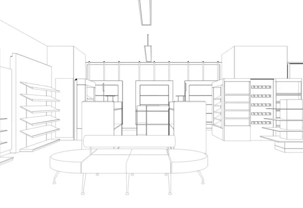 Ілюстрація Інтер Єру Магазину Ізольовано Фоні — стокове фото