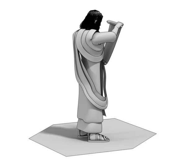 Ilustrace Starověkého Člověka Bílém Pozadí — Stock fotografie