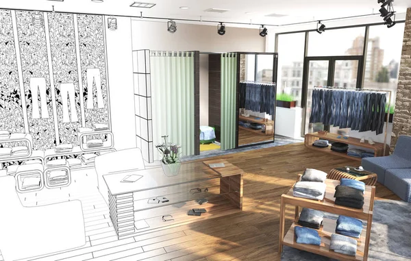 Modern depolama iç görselleştirme, 3d illüstrasyon