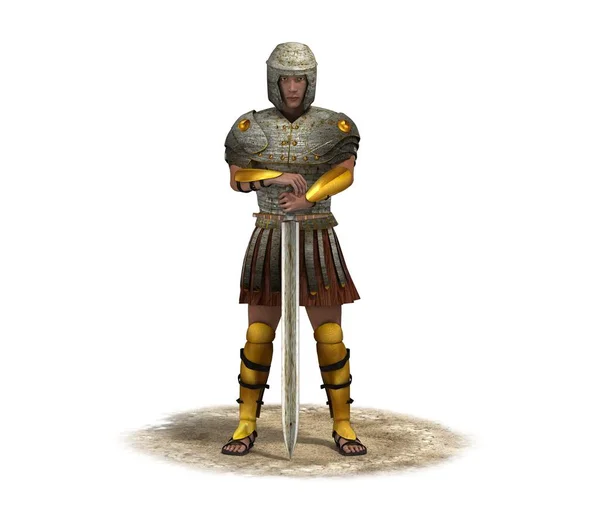 Color Illustration Rome Warrior White Background — Stock Photo, Image