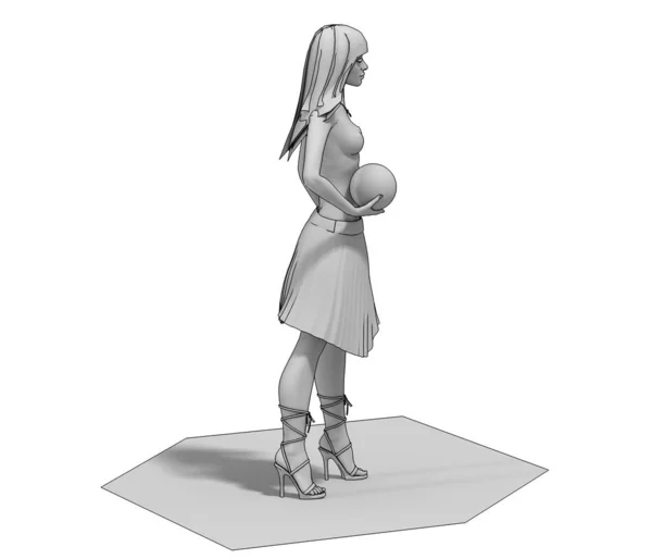Toplu Çıplak Kızın Boyutlu Gri Modeli — Stok fotoğraf