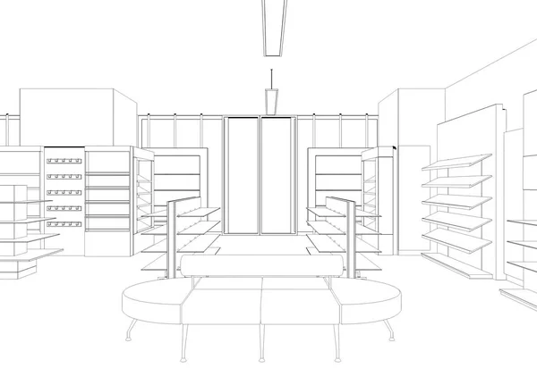 Ілюстрація Інтер Єру Магазину Ізольовано Фоні — стокове фото