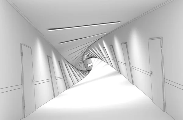 Ilustrasi Interior Koridor — Stok Foto