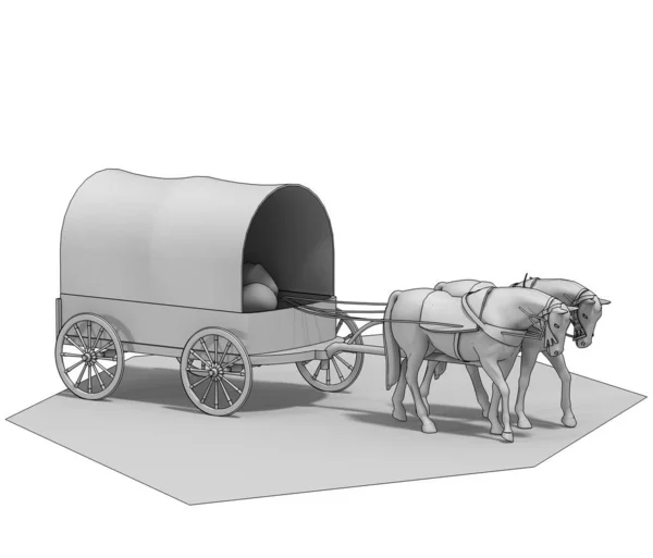 3Dイラスト Stagecoach White Background — ストック写真