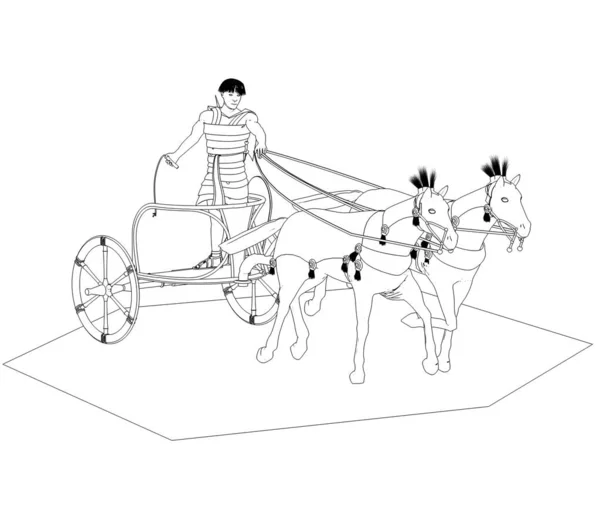 Модель Колесницы Воином Белом Фоне — стоковое фото