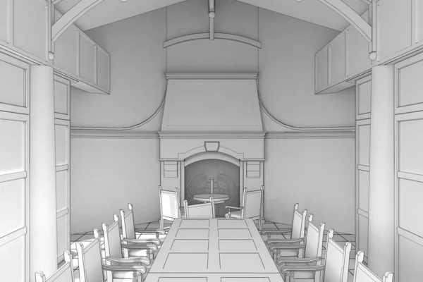Hall Room Interior Visualization Illustration — Stock Photo, Image