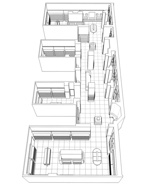 Ladeninnenvisualisierung Illustration — Stockfoto