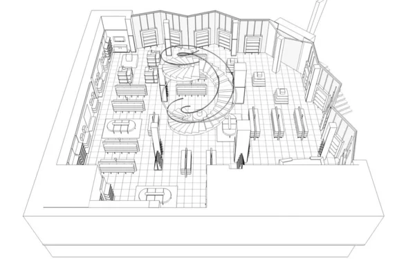 Contour Intérieur Café Visualisation Illustration Croquis Contour — Photo