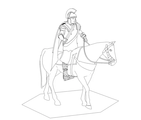Ilustração Guerreiro Cavalo Fundo Branco — Fotografia de Stock