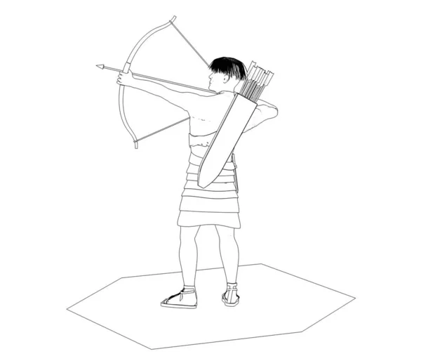 Illustration Warrior White Background — Stock Photo, Image