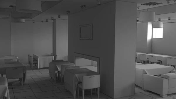 Cafe Interior Visualization Sketch Illustration — Stock Photo, Image