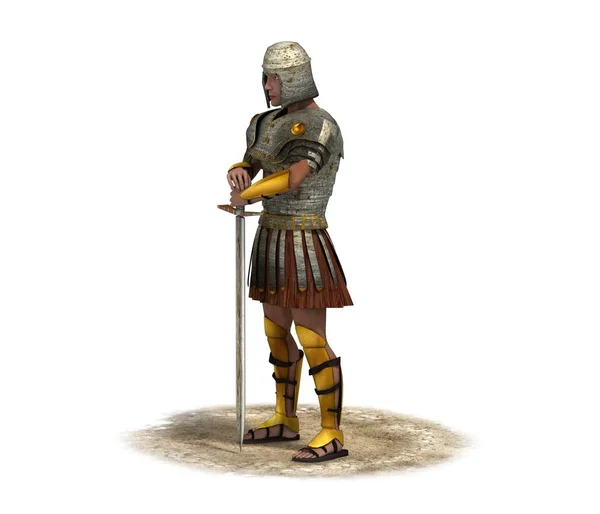Color Illustration Rome Warrior White Background — Stock Photo, Image