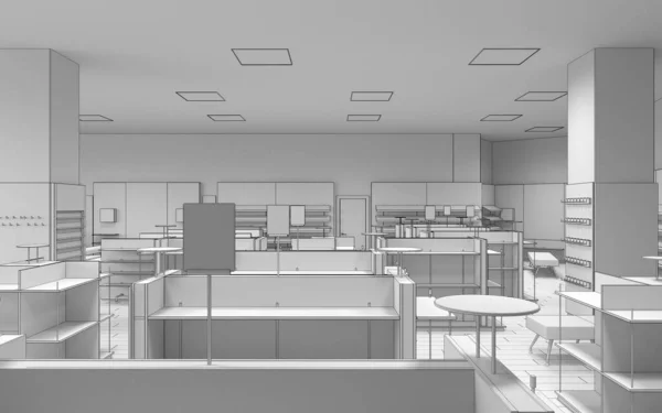 Grey Store Interior Visualization Illustration — Stock Photo, Image