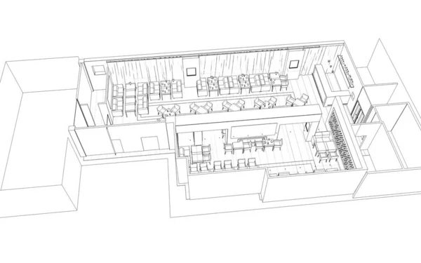 Contour Intérieur Café Visualisation Illustration Croquis Contour — Photo