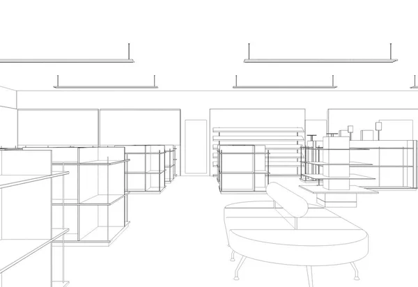 Mobilyalı Giysi Mağazasının Görselleştirilmesi Illüstrasyon — Stok fotoğraf