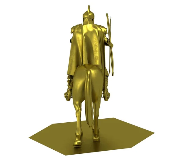 Gold Horse Rider Warrior Model White Background — Stock Photo, Image