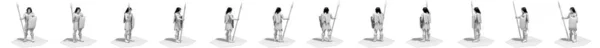 Набір Трьох Стародавніх Воїнів Білому Тлі — стокове фото