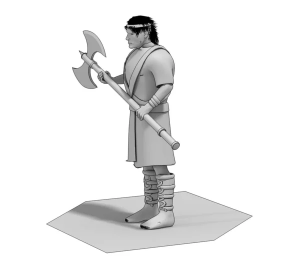 白を背景にした戦士の3Dイラスト — ストック写真
