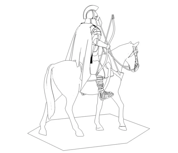 Cavalo Cavaleiro Guerreiro Esboço Fundo Branco — Fotografia de Stock