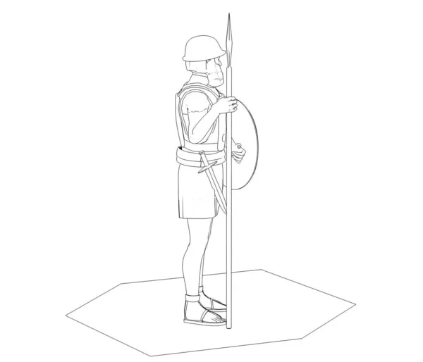 3D白色背景的战士图解 — 图库照片