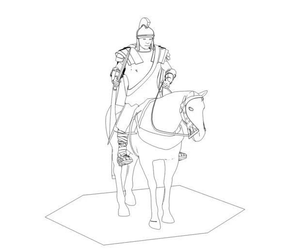 Illustration Des Kriegers Auf Pferd Auf Weißem Hintergrund — Stockfoto