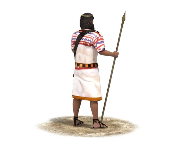 Farbige Illustration Eines Mannes Mit Speer Auf Weißem Hintergrund — Stockfoto